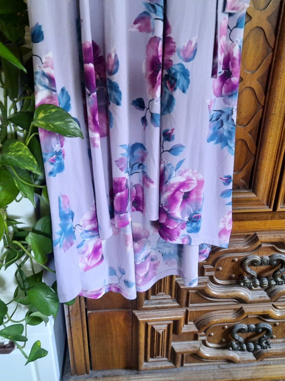 Floral High Low Faux Wrap Maternity & Nursing Dress - Lavender Size M - Picture 8 of 16